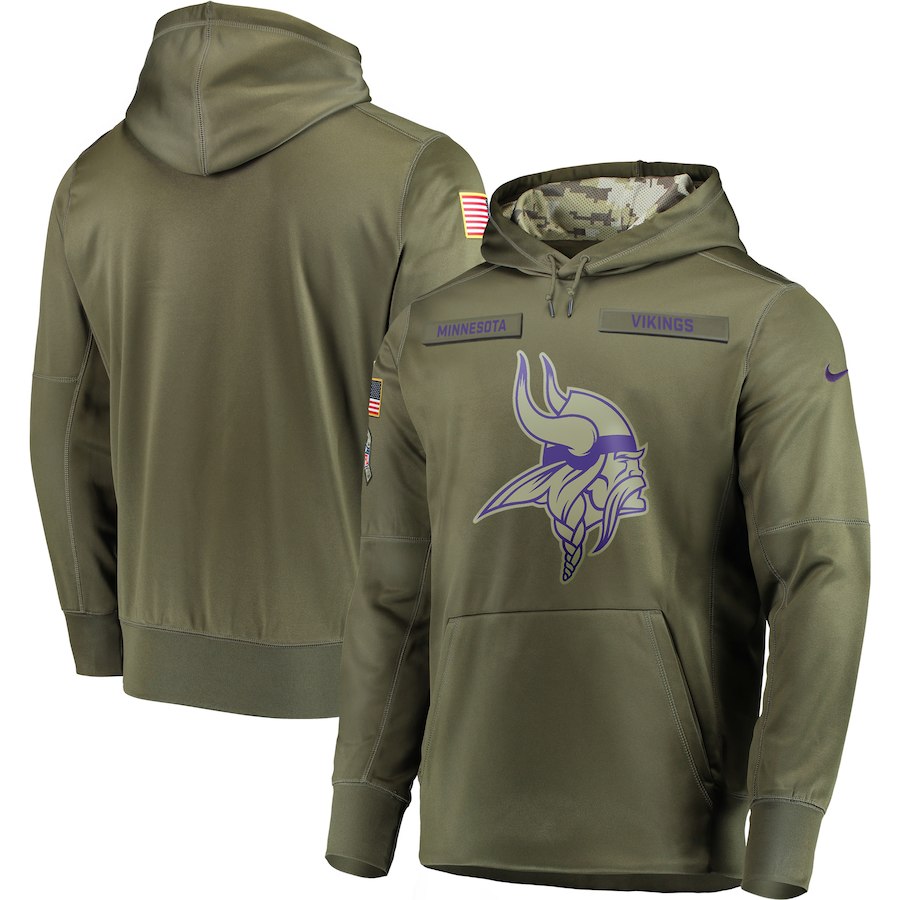 Men Minnesota Vikings Nike Olive Salute To Service KO Performance Hoodie Green->pittsburgh steelers->NFL Jersey